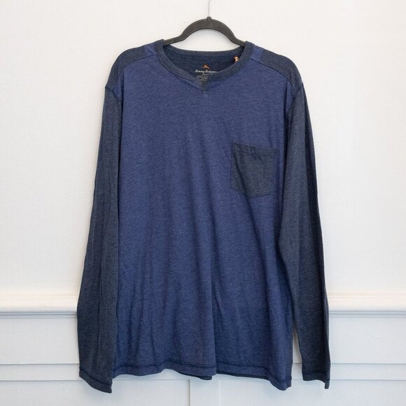 Tommy Bahama Cold Night Long Sleeve Notch Neck Tee Size L Blue Casual Top NWT - Picture 1 of 3
